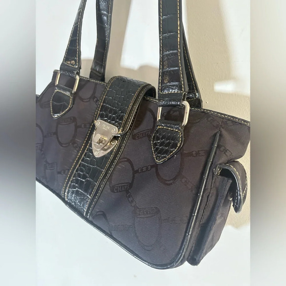 Vintage Chaps 90s Shoulder Bag Equestrian Horsebit Y2K EUC - Picture 2 of 11